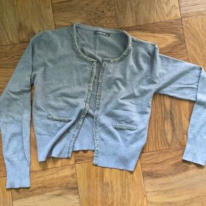grey cardigan w/gold ascents!! like new!!!